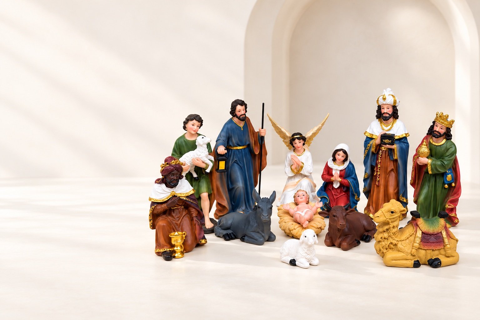 SEBCO Nativity collection in a softly lit studio