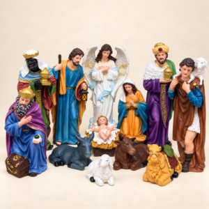 SEBCO Nativity set 2, with the Holy Family, angel, wise men, shepherd and animals